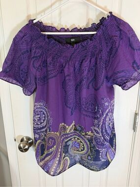 Women’s Mossimo Purple Paisley Off-Shoulder Blouse
